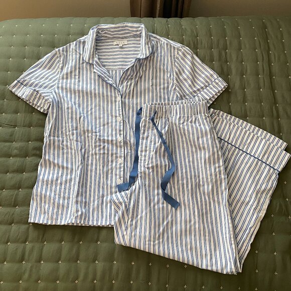 LAKE Poplin Chloe Pajama Set in Seaport Shoreline Stripe - Picture 1 of 4